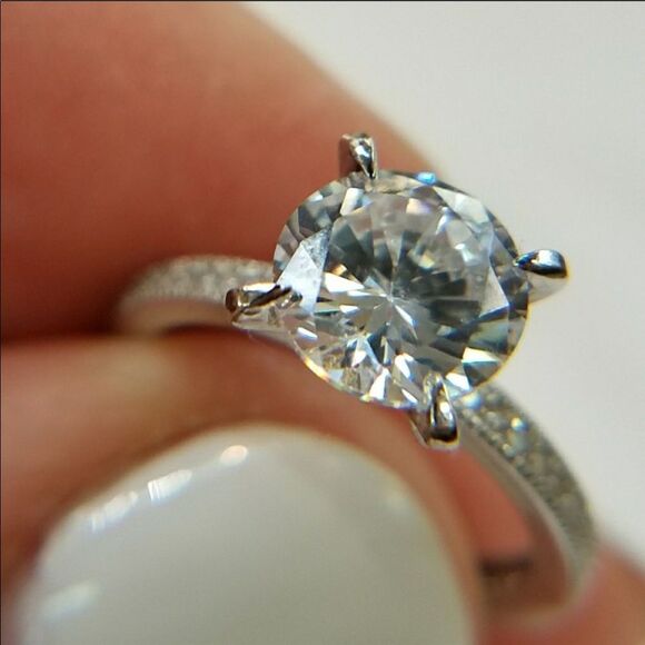 ON SALE Eternity white Gold Plated Engagement Ring